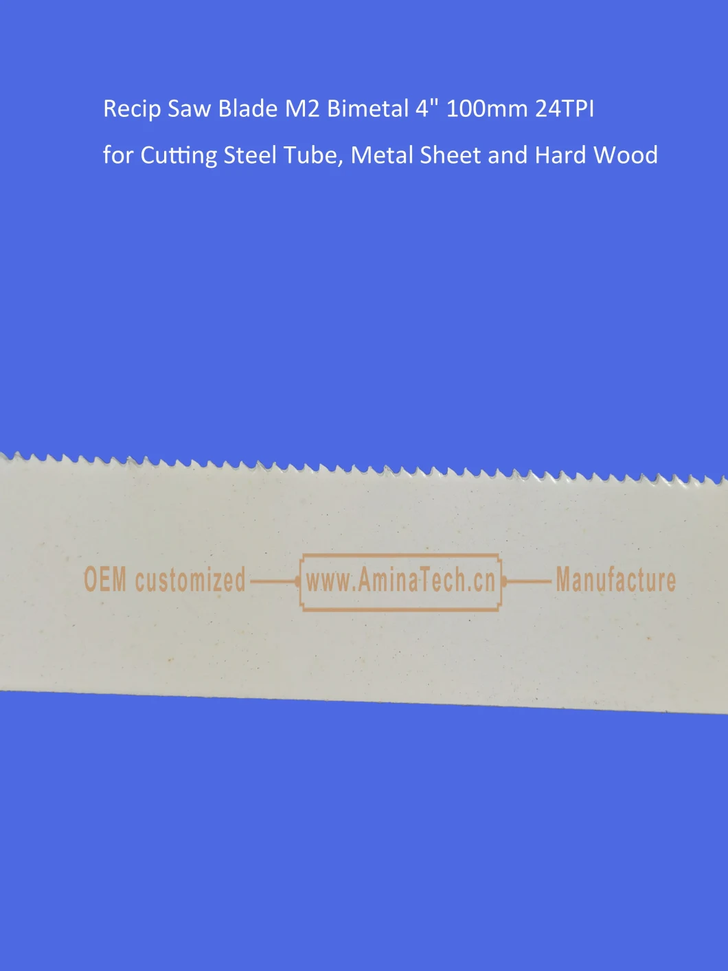 Recip Saw Blade M2 Bimetal 4&quot; 100mm 24TPI for Cutting Steel Tube, Metal Sheet and Hard Wood,Reciprocating,Sabre Saw ,Power Tools