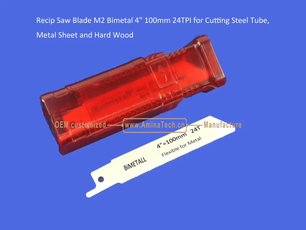 Recip Saw Blade M2 Bimetal 4&quot; 100mm 24TPI for Cutting Steel Tube, Metal Sheet and Hard Wood,Reciprocating,Sabre Saw ,Power Tools