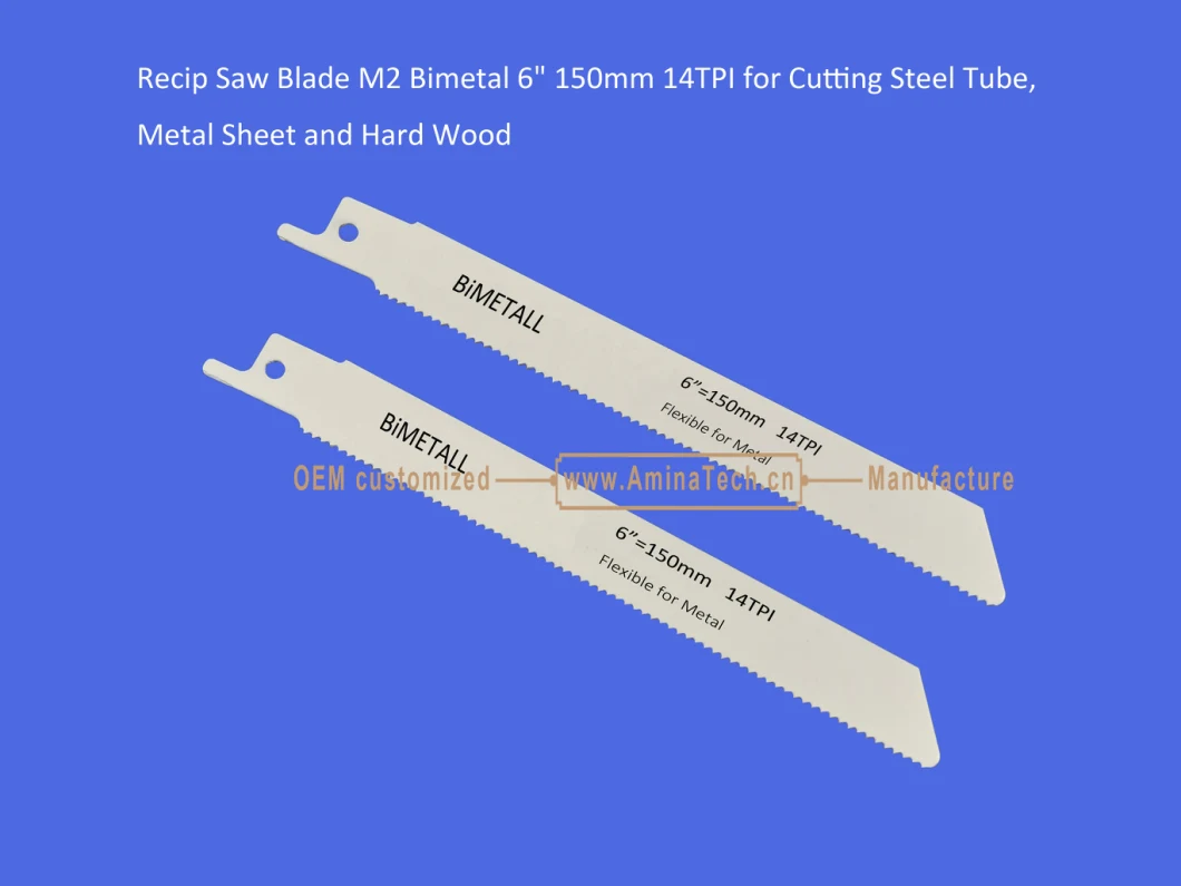 Recip Saw Blade M2 Bimetal 6&quot; 150mm 14TPI for Cutting Steel Tube, Metal Sheet and Hard Wood,Reciprocating,Sabre Saw ,Power Tools