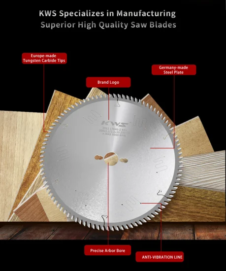 Kws Tct/PCD Adjustable Scoring Saw Blade with Chrome Plating for Coated Wood-Based Panels Carbide Saw Blade, Disc Saw Blade